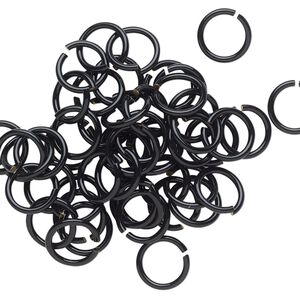 Jump ring 1pkg50 brass, 8mm round, 18 gauge / 6mm inside diameter / electrocoated black