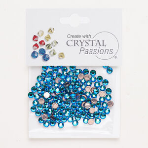 Flat back 1pkg144 blue zircon foil back, Crystal Passions&reg; rhinestone 3.80-4.00mm hotfix round SS16