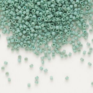 Seed bead, Delica&reg;, glass, pkg/250g, #11 round, opaque matte glazed luster seafoam (DB-0374).