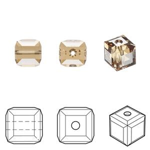 Bead 48pk light Colorado topaz, Crystal Passions&reg; 8mm cube 5601