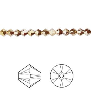 Bead 48pk crystal metallic sunshine 2X, Crystal Passions&reg; 4mm bicone 5328