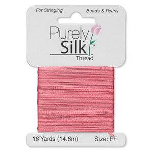 Thread, Purely Silk&trade;, coral, size FF. Sold per 16-yard card.
