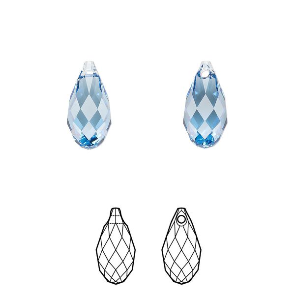 Briolette 144pk ice blue, Swarovski&reg; ReCreated&trade; 13x6.5mm pendant drop 6010 image number 0