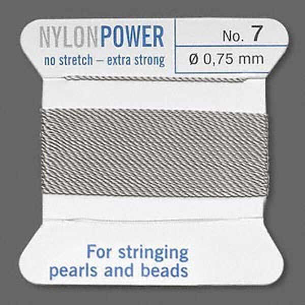 Thread, Griffin, nylon, grey, size #7. Sold per 2-meter card (approximately 78 inches). image number 0