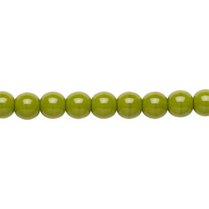 Bead, Preciosa, Czech glass druk, opaque chartreuse, 6mm round. Sold per 15-1/2" to 16" strand.