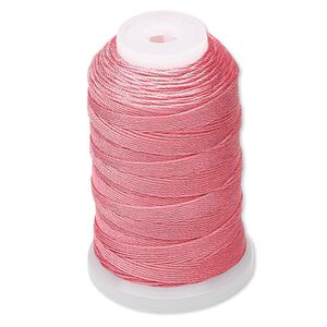 Thread, Purely Silk&trade;, 3-ply, coral, size F. Sold per 140-yard spool.