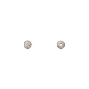 Bead 1pkg2 14Kt white gold, 4mm round