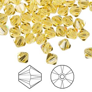Bead 360pk light topaz, Swarovski&reg; 6mm XILION bicone 5328