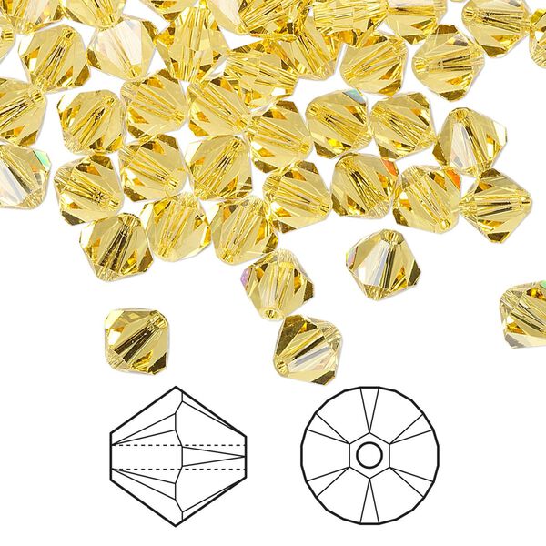Bead 360pk light topaz, Swarovski&reg; 6mm XILION bicone 5328 image number 0