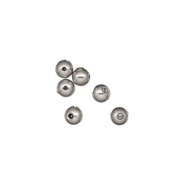 Crimp 1pkg6 stainless steel, 4.5mm round / for wire up to 0.024 inch / 1mm inside diameter, Screw-Tite Crimps&trade; image number 0