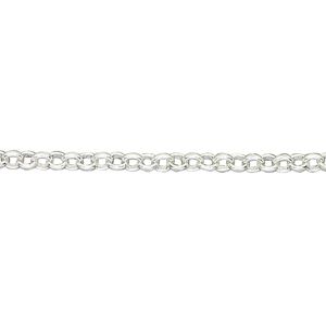 Chain 1pkg1 silver-plated rolo, 3mm, brass 5 foot unfinished