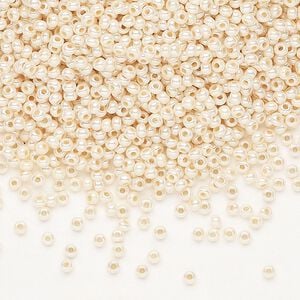 Seed bead, Preciosa Ornela Czech glass, pkg/500g, #11 rocaille, opaque dark shell luster chalkwhite, (46112).