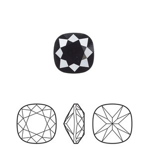 Fancy stone 144pk jet, Preciosa MAXIMA Czech crystal rhinestone 12mm cushion square
