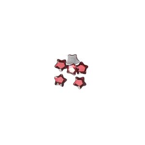 Flat back 6pk scarlet foil back, Crystal Passions&reg; hotfix rhinestone 4mm star flower 3754