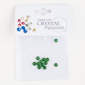 Bead 12pk dark moss green, Crystal Passions&reg; 4mm rondelle 5040
