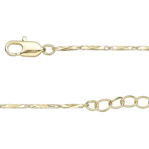 Chain 1pkg1 rectangle, 1.5mm diamond-cut tube / lobster claw clasp, gold-finished brass 18 inch