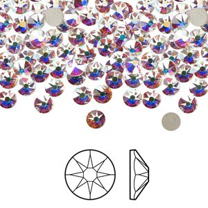 Flat back 144pk crystal AB foil back, Crystal Passions&reg; 3.8-4mm rose round SS16 2088