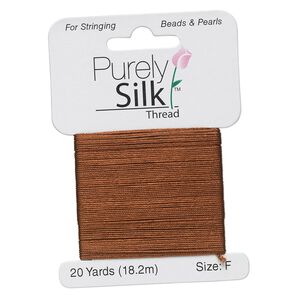 Thread, Purely Silk&trade;, brown, size F. Sold per 20-yard card.