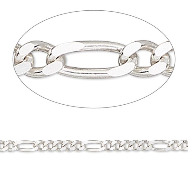Chain 1pkg1 sterling silver figaro, 2.7mm, 50 foot unfinished image number 0