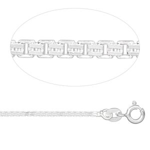 Chain 1pkg1 sterling silver Venetian box, 1.4mm double / mixed clasp, Gossamer&trade; 24 inch