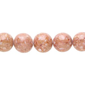 Multi-gemstone / mother-of-pearl shell / resin 1pkg1, round bead 15 inch brown 9-11mm