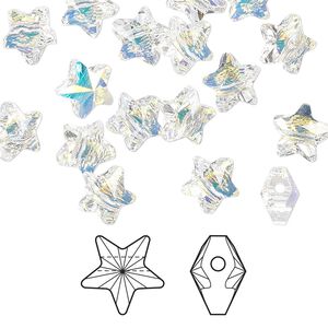 Bead 288pk crystal AB, Crystal Passions&reg; 8mm star 5714