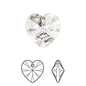 Drop 2pk crystal silver patina, Crystal Passions&reg; 18mm pendant heart 6228
