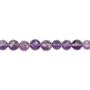 Amethyst 1pkg1, hand-cut faceted round bead natural 8 inch 5-6mm