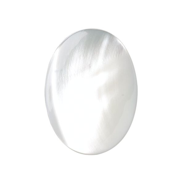 Cabochon, mother-of-pearl shell (bleached), white, 30x22mm calibrated oval. Sold individually. image number 0