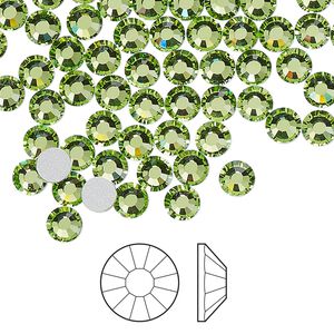 Flat back 144pk peridot foil back, Preciosa Viva 12&reg; Czech crystal rhinestone 4.6-4.8mm chaton rose round SS20