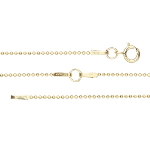 Chain 1pkg1 14Kt gold-filled ball, 1mm / springring clasp, Gossamer 2N1&trade; 18 & 20 inch image number 0