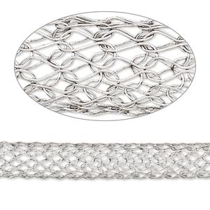 Wire, stainless steel, 7mm tubular knit, fits up to 6mm bead. Sold per pkg of 1 yard.
