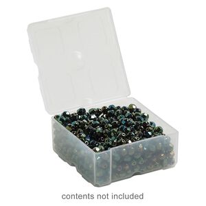 Organizer, Dot Box&trade;, plastic, clear, 2-1/2 x 2-1/2 x 1-1/4 inch rectangle with pop-up lid. Sold individually.