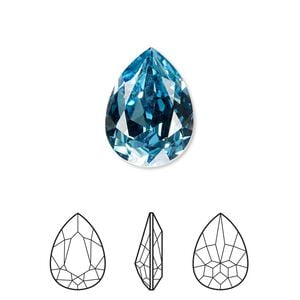 Fancy stone 1pk aquamarine foil back, Crystal Passions&reg; 18x13mm pear 4320