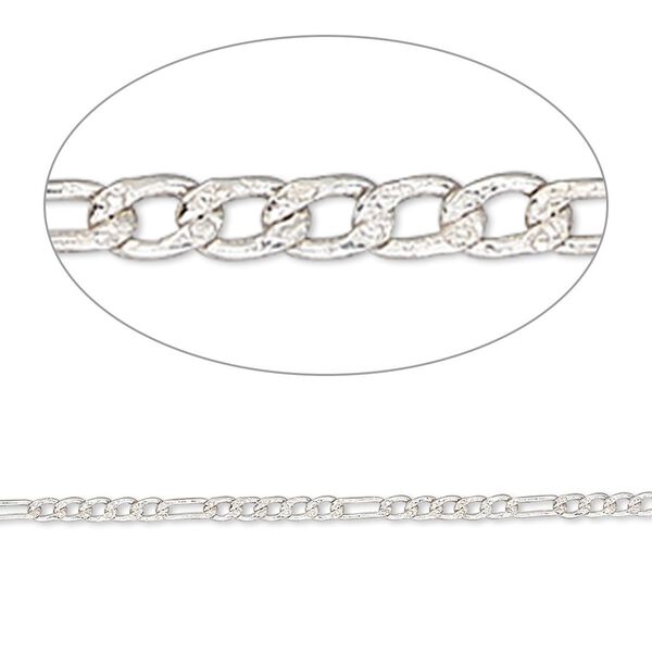 Chain 1pkg1 sterling silver figaro, 1.5mm, Gossamer&trade; 50 foot unfinished image number 0