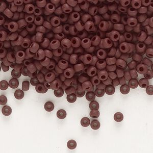 Seed bead, Miyuki, glass, pkg/50g, #8 rocaille, opaque matte espresso, (RR-409F).