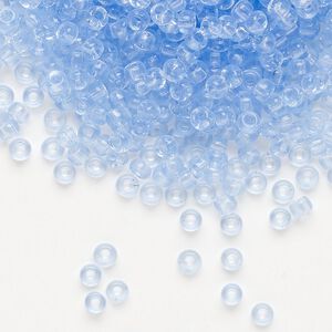 Seed bead, Miyuki, glass, pkg/250g, #8 rocaille, transparent light cornflower blue (RR-159L).