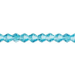 Bead 1pk transparent turquoise blue, Celestial Crystal&reg; 6mm bicone 15.5-16 inch