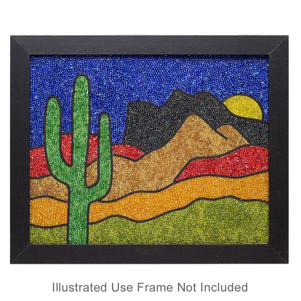 Sabrina Frey Bead Mosaic&trade; Starter Kit, glass / medium-density fiberboard / glue, pkg/1, multicolored, 8x10 inches with "Desert" design. image number 0