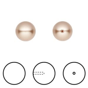 Pearl 1pkg4 rose gold, Crystal Passions&reg; 10mm half-drilled round 5818
