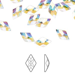 Flat back 144pk crystal AB foil back, Preciosa MAXIMA Czech crystal rhinestone 10x6mm rhombus