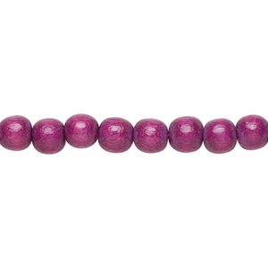 Bead 1pkg1, Taiwanese cheesewood (dyed / waxed), dark purple, 5-6mm round, 15-1/2 to 16 inches.