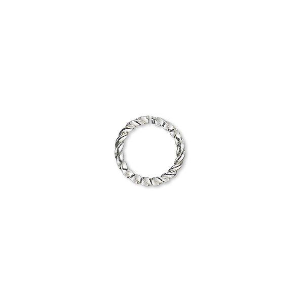 Jump ring 1pkg500 silver-plated, 10mm twisted round, 16 gauge / 7.7mm inside diameter / brass image number 0