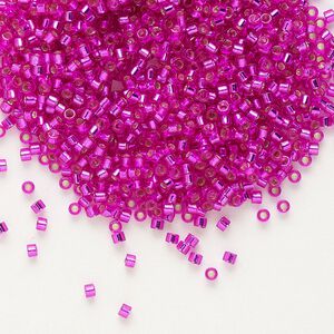 Seed bead, Delica&reg;, glass, pkg/7.5g, #11 round, transparent outside dyed silver-lined fuchsia (DB-1340).
