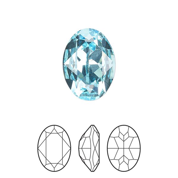 Fancy stone 72pk aqua bohemica foil back, Preciosa MAXIMA Czech crystal rhinestone 18x13mm oval image number 0