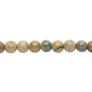 Verdite 1pkg1, round bead natural 15.5-16 inch 6mm
