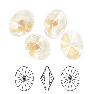 Chaton 4pk crystal light grey DeLite, Crystal Passions&reg; 14x10.5mm oval rivoli 4122