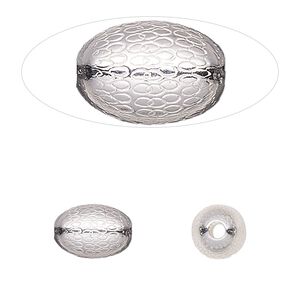 Bead 1pkg2 sterling silver, 11x8mm oval / dimpled texture