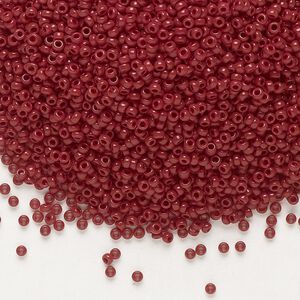 Seed bead, Miyuki, glass, pkg/250g, #15 rocaille, opaque currant, (RR-419).