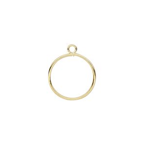 Drop, gold-plated brass, 12mm open round. Sold per pkg of 20.